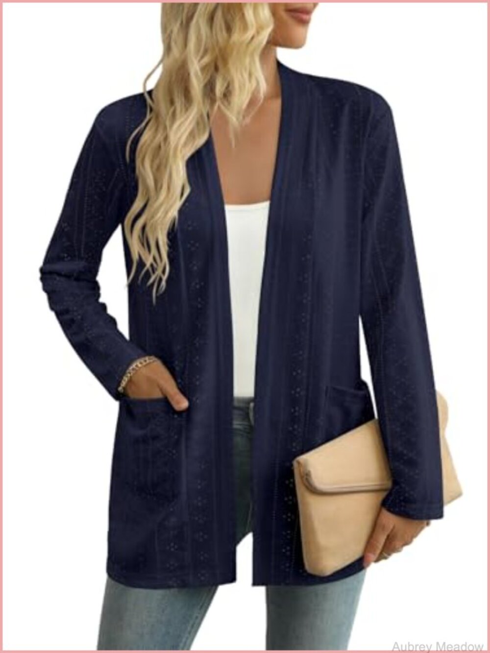 Women's Lightweight Long Sleeve Open Front Cardigan with Pockets